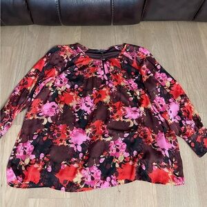 Lane Bryant Floral Blouse - Red and Pink